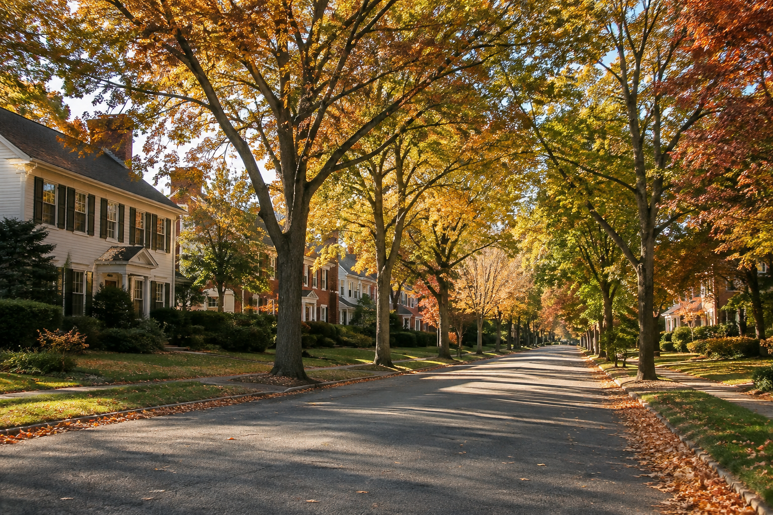 A tree lined Delaware residential street, illustrative